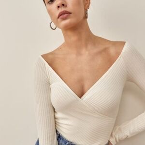 Reformation Minnie Knit Top, size XL, Cream
